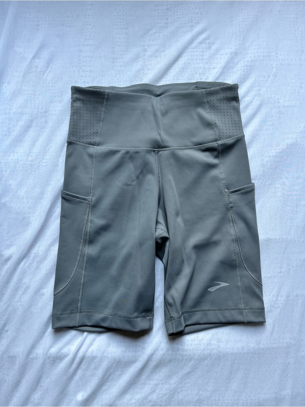Brooks Gray High-Rise Bike Shorts with Side Pockets